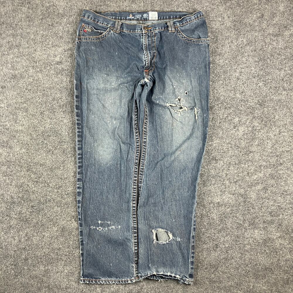 LAPCO FR Jeans Mens Size 40X32 Blue Flame Resistant‎ Denim Workwear Distressed